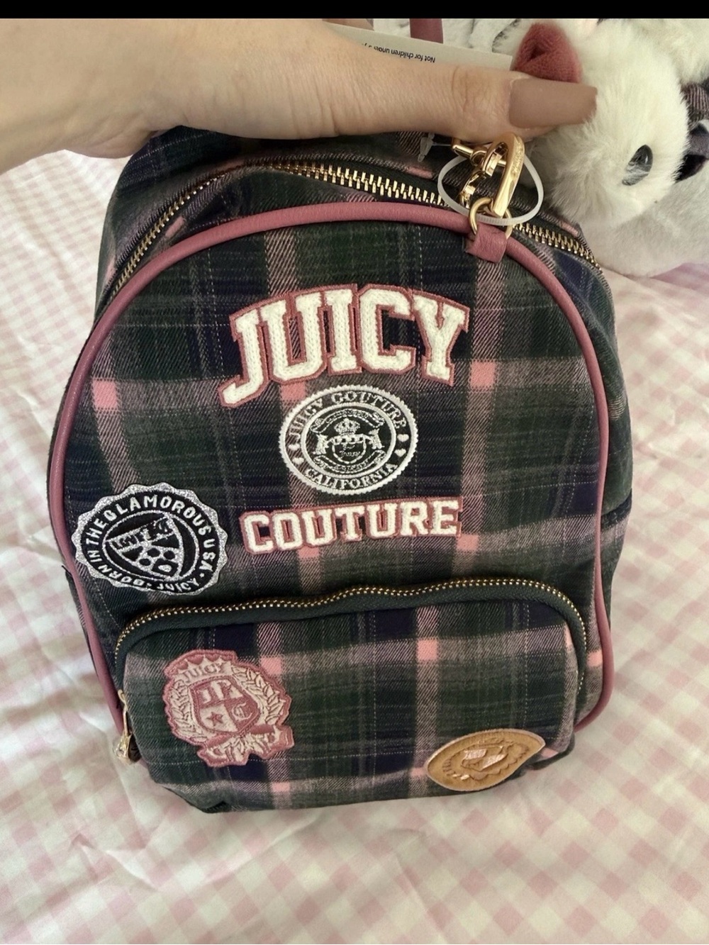 Juicy Couture Green /Pink Plaid Juicy Varsity Weekender set of 3 . - Picture 15 of 15